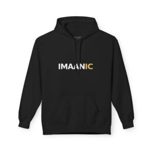 Minimalist 'IMAANIC' Chest Logo Hoodie - Cozy Unisex Fleece Pullover