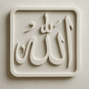 Minimalist White Allah Wall Art Panel Modern 3D Islamic Calligraphy Decor