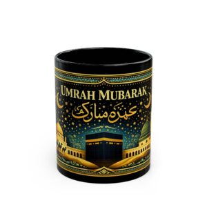 Umrah Mubarak Black Mug - Islamic Pilgrimage Coffee Cup (11oz/15oz)